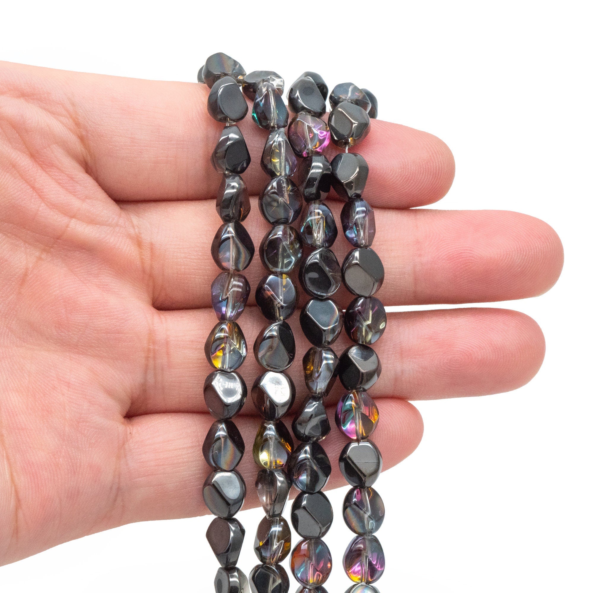 85pcs Faceted Glass Unique Beads, Stone Shaped Crystal beads 7mm, Multi Color (TS-129)